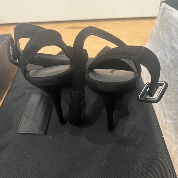 ALEXANDER WANG Lovisa Black Leather d'Orsay Ankle Strap Buckle Heel Pumps Sz 37 - Picture 4 of 7